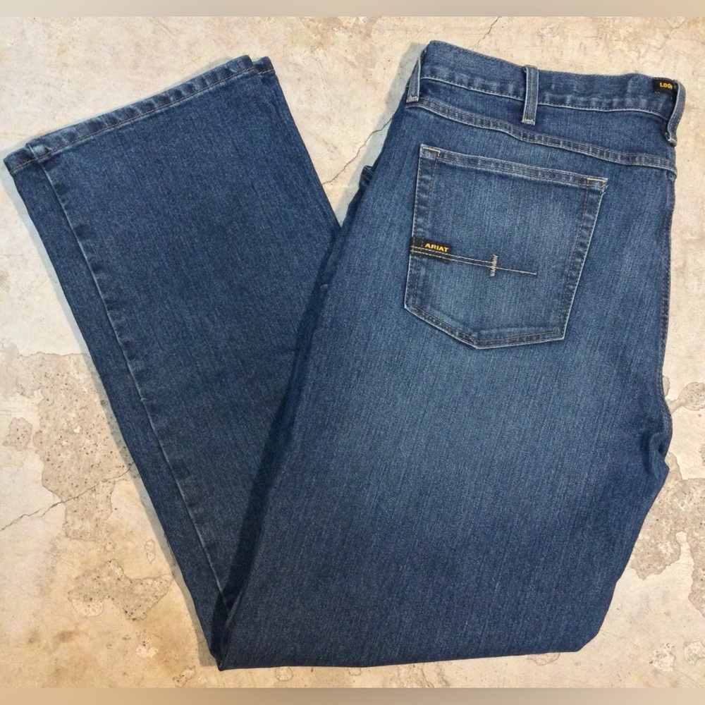 Ariat Rebar M4 Relaxed Boot Cut Jeans Mens 40x34 Blue Denim DuraStretch Work